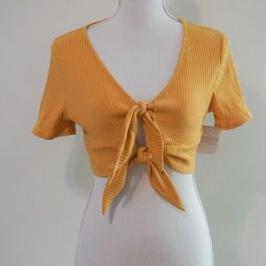 Mustard colored crop top